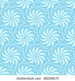 Seamless creative hand-drawn pattern of stylized flowers in pale cyan and light turquoise colors. Vector illustration.