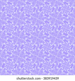 Seamless creative hand-drawn pattern of stylized flowers in pale lavender and light lilac colors. Vector illustration.