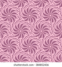 Seamless creative hand-drawn pattern of stylized flowers in light mauve and pale pink colors. Vector illustration.