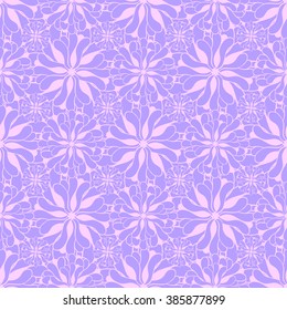Seamless creative hand-drawn pattern of stylized flowers in light mauve and pale pink colors. Vector illustration.