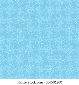Seamless creative hand-drawn pattern of stylized flowers in pale cyan and light turquoise colors. Vector illustration.