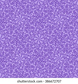 Seamless creative hand-drawn pattern of stylized flowers in pale violet and light lilac colors. Vector illustration.