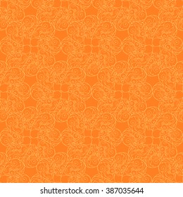 Seamless creative hand-drawn pattern of stylized flowers in yellow and orange colors. Vector illustration.