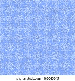 Seamless creative hand-drawn pattern of stylized flowers in cornflower blue and white colors. Vector illustration.