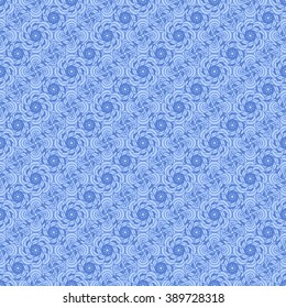 Seamless creative hand-drawn pattern of stylized flowers in pale cornflower blue and azure colors. Vector illustration.