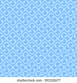 Seamless creative hand-drawn pattern of stylized flowers in pale cyan and cornflower blue colors. Vector illustration.