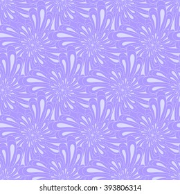 Seamless creative hand-drawn pattern of stylized flowers in pale lavender and light lilac colors. Vector illustration.