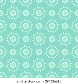 Seamless creative hand-drawn pattern of stylized flowers in pale turquoise and mint colors. Vector illustration.
