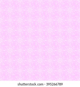 Seamless creative hand-drawn pattern of stylized flowers in white and light pink colors. Vector illustration.