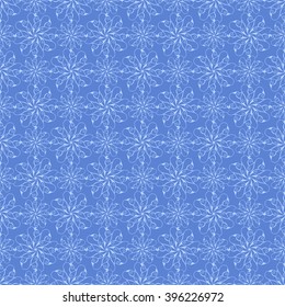 Seamless creative hand-drawn pattern of stylized flowers in pale cornflower blue and azure colors. Vector illustration.