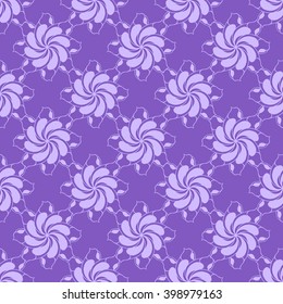Seamless creative hand-drawn pattern of stylized flowers in pale violet and light lilac colors. Vector illustration.