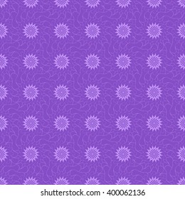 Seamless creative hand-drawn pattern of stylized flowers in violet and pale lilac colors. Vector illustration.