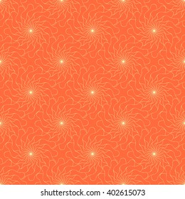 Seamless creative hand-drawn pattern of stylized flowers in yellow and orange colors. Vector illustration.