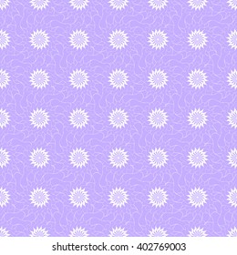 Seamless creative hand-drawn pattern of stylized flowers in pale violet and white colors. Vector illustration.