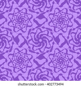 Seamless creative hand-drawn pattern of stylized flowers in violet and pale lilac colors. Vector illustration.
