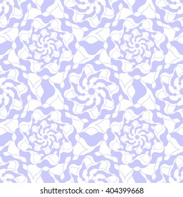 Seamless creative hand-drawn pattern of stylized flowers in white and pale lilac colors. Vector illustration.