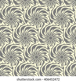Seamless creative hand-drawn pattern of stylized flowers in pale yellow and gray colors. Vector illustration.