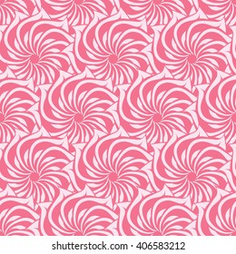 Seamless creative hand-drawn pattern of stylized flowers in pale pink and light magenta colors. Vector illustration.