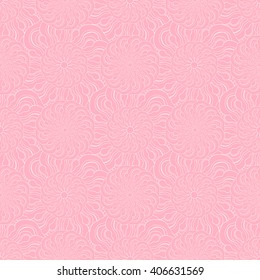 Seamless creative hand-drawn pattern of stylized flowers in pastel pink and light rose colors. Vector illustration.