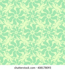 Seamless creative hand-drawn pattern of stylized flowers in light yellow-green and pale lime colors. Vector illustration.