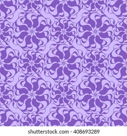 Seamless creative hand-drawn pattern of stylized flowers in pale violet and light lilac colors. Vector illustration.