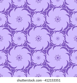 Seamless creative hand-drawn pattern of stylized flowers in pale violet and light lilac colors. Vector illustration.