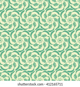 Seamless creative hand-drawn pattern of stylized flowers in pale yellow and light olive colors. Vector illustration.