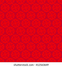 Seamless creative hand-drawn pattern of stylized flowers in bright scarlet and maroon colors. Vector illustration.
