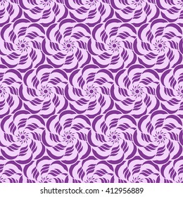 Seamless creative hand-drawn pattern of stylized flowers in bright violet and pale lilac colors. Vector illustration.