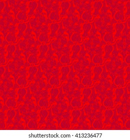 Seamless creative hand-drawn pattern of stylized flowers in bright scarlet and maroon colors. Vector illustration.