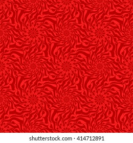 Seamless creative hand-drawn pattern of stylized flowers in dark red and scarlet colors. Vector illustration.