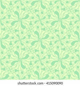 Seamless creative hand-drawn pattern of stylized flowers in light yellow-green and pale lime colors. Vector illustration.