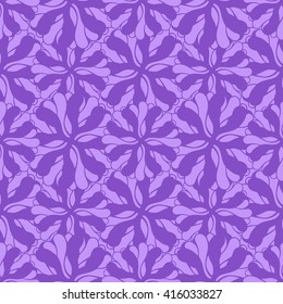 Seamless creative hand-drawn pattern of stylized flowers in violet and pale lilac colors. Vector illustration.