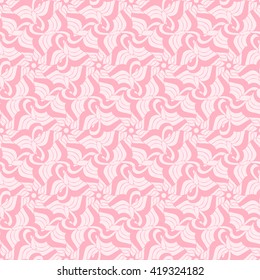 Seamless creative hand-drawn pattern of stylized flowers in pastel pink and light rose colors. Vector illustration.
