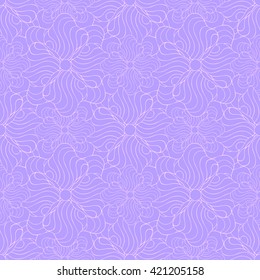 Seamless creative hand-drawn pattern of stylized flowers in light mauve and pale pink colors. Vector illustration.