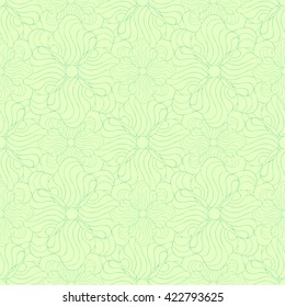 Seamless creative hand-drawn pattern of stylized flowers in light yellow-green and pale lime colors. Vector illustration.