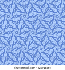 Seamless creative hand-drawn pattern of stylized flowers in pale cornflower blue and azure colors. Vector illustration.