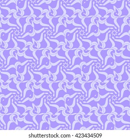 Seamless creative hand-drawn pattern of stylized flowers in pale lavender and light lilac colors. Vector illustration.
