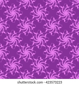 Seamless creative hand-drawn pattern of stylized flowers in bright violet and magenta colors. Vector illustration.