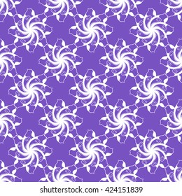Seamless creative hand-drawn pattern of stylized flowers in white and bright violet colors. Vector illustration.
