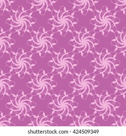 Seamless creative hand-drawn pattern of stylized flowers in mauve and pale magenta colors. Vector illustration.