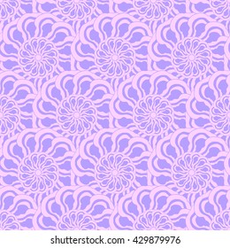 Seamless creative hand-drawn pattern of stylized flowers in light mauve and pale pink colors. Vector illustration.