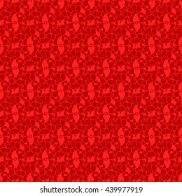 Seamless creative hand-drawn pattern of stylized flowers in dark red and scarlet colors. Vector illustration.