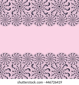 Seamless creative hand-drawn pattern of stylized flowers in pale magenta and dark purple colors. Vector illustration.