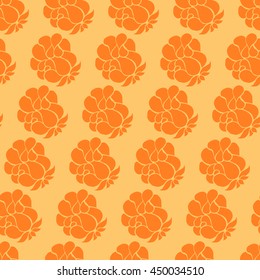 Seamless creative hand-drawn pattern of stylized flowers in yellow and orange colors. Vector illustration.