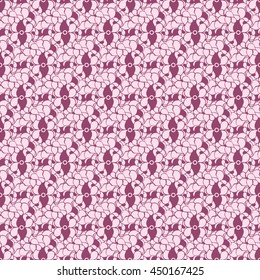 Seamless creative hand-drawn pattern of stylized flowers in mauve and pastel pink colors. Vector illustration.