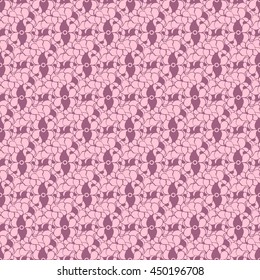 Seamless creative hand-drawn pattern of stylized flowers in light mauve and pale pink colors. Vector illustration.