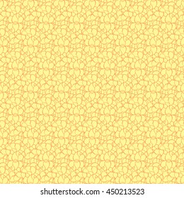 Seamless creative hand-drawn pattern of stylized flowers in pale yellow and peach-orange colors. Vector illustration.