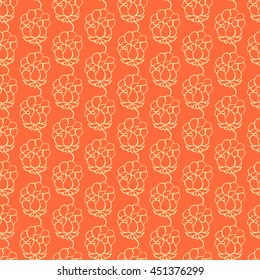 Seamless creative hand-drawn pattern of stylized flowers in yellow and orange colors. Vector illustration.