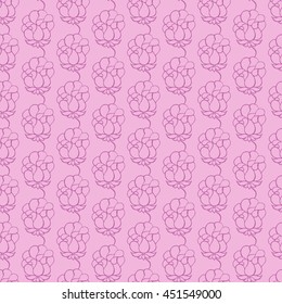 Seamless creative hand-drawn pattern of stylized flowers in mauve and pale magenta colors. Vector illustration.